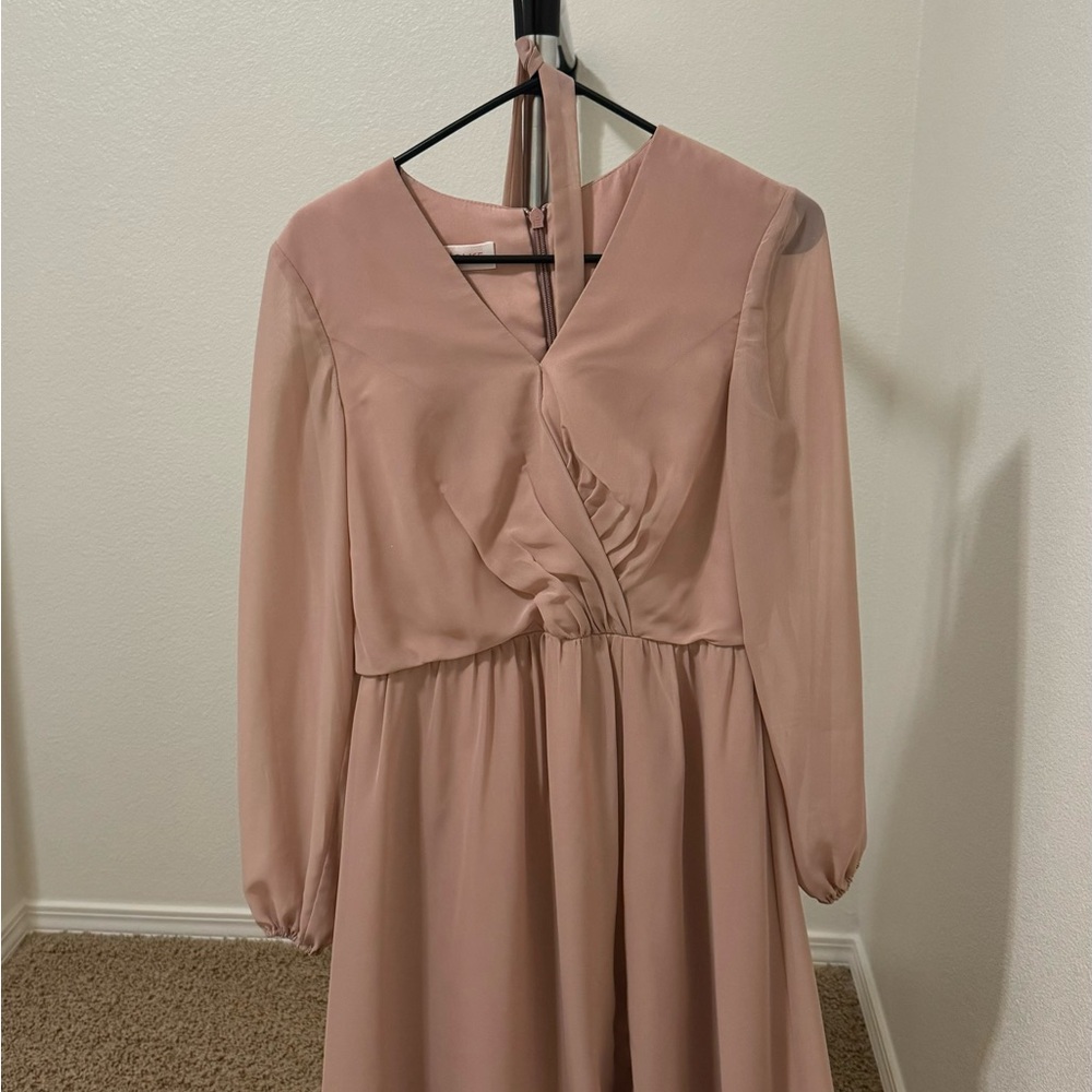 Elegant Pink Long Sleeve Dress